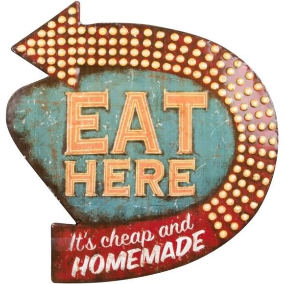 Tin "Eat Here" Retro Wall Decor